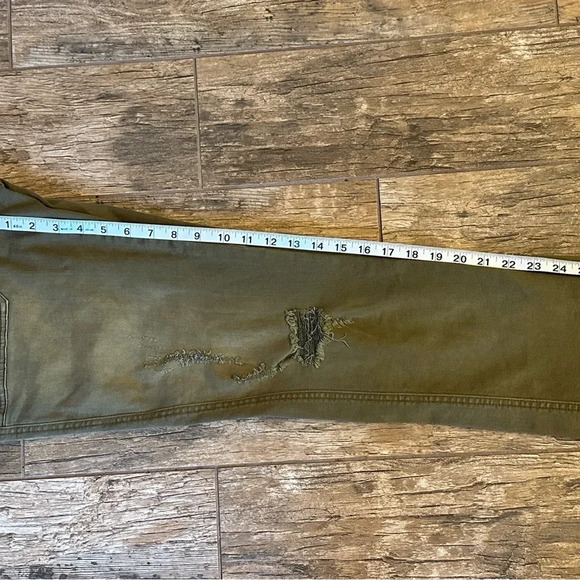 Free people olive green button fly distressed crop pants 4 - Picture 6 of 9